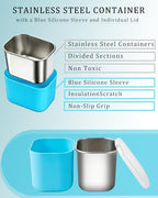 Snackle Box Container, Stainless Steel Divided Serving Tray with Lid and Handle, Large Snack Tray for Fruit, alternate view 4