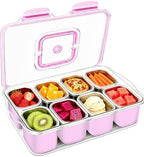 Snackle Box Container, Stainless Steel Divided Serving Tray with Lid and Handle, Large Snack Tray for Fruit