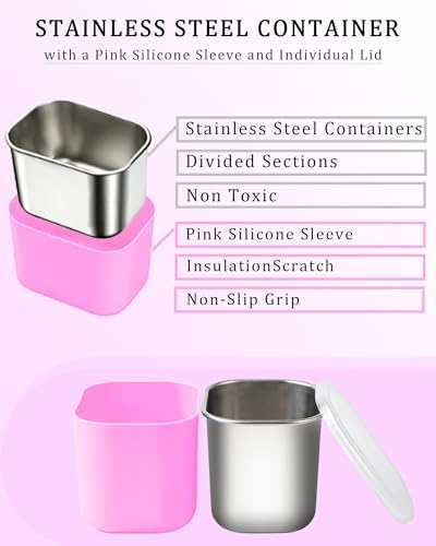 Snackle Box Container, Stainless Steel Divided Serving Tray with Lid and Handle, Large Snack Tray for Fruit, alternate view 3