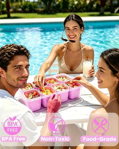 Snackle Box Container, Stainless Steel Divided Serving Tray with Lid and Handle, Large Snack Tray for Fruit, alternate view 6