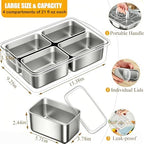 Snackle Box Container, Stainless Steel Divided Serving Tray with Lid and Handle, Large Snack Tray for Fruit, alternate view 2
