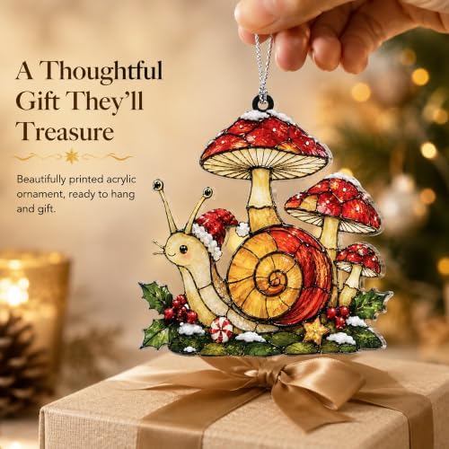 Snail Ornament Featuring a Whimsical Mushroom Design as a Christmas Tree Ornament 2026 for Cottagecore Christmas, alternate