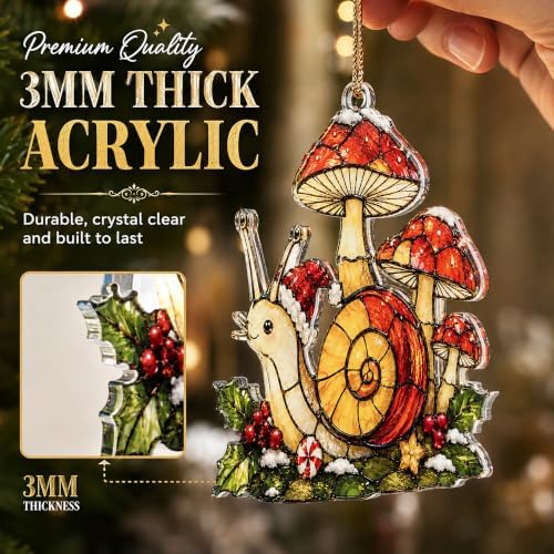 Snail Ornament Featuring a Whimsical Mushroom Design as a Christmas Tree Ornament 2026 for Cottagecore Christmas, alternate
