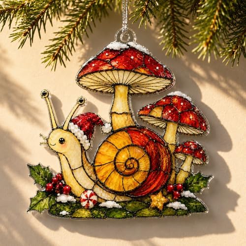 Snail Ornament Featuring a Whimsical Mushroom Design as a Christmas Tree Ornament 2026 for Cottagecore Christmas, alternate
