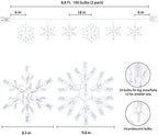 Snowflake Christmas String Lights - 2 Pack 6 Drops 8.8 Ft. 100 Mini Bulb Snowflake Icicle Lights with Hooks, alternate view 5