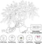 Snowflake Christmas String Lights - 2 Pack 6 Drops 8.8 Ft. 100 Mini Bulb Snowflake Icicle Lights with Hooks, alternate view 6