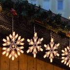Snowflake Christmas String Lights - 2 Pack 6 Drops 8.8 Ft. 100 Mini Bulb Snowflake Icicle Lights with Hooks, alternate view 7