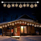 Snowflake Christmas String Lights with 9 Drops - 13ft 150 Mini Bulb Icicle Lights with Clips, Plug-in