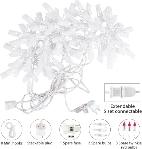 Snowflake Christmas String Lights with 9 Drops - 13ft 150 Mini Bulb Icicle Lights with Clips, Plug-in, alternate view 5