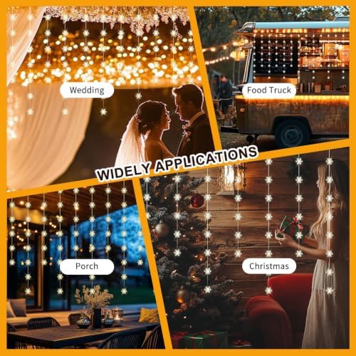 Snowflake Curtain Lights, Warm White Window Lights 70 Snowflakes Hanging Light with Remote Fairy Led Twinkle, alternate view