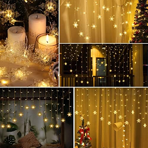 Snowflake LED Curtain Lights, Plug-in 19Ft/6M 96 LEDs Fairy String Lights, alternate view 3
