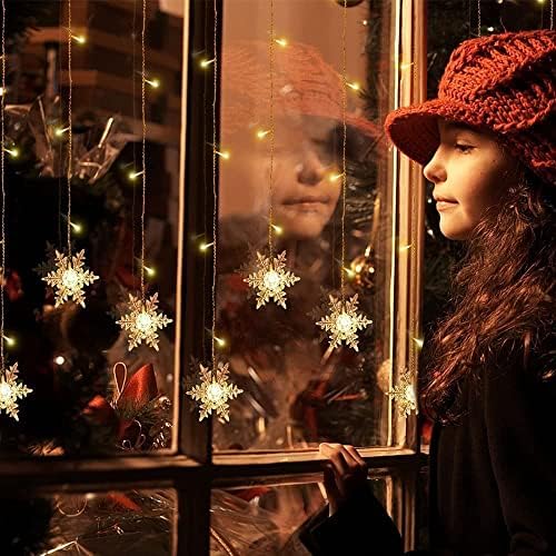 Snowflake LED Curtain Lights, Plug-in 19Ft/6M 96 LEDs Fairy String Lights, alternate view 4
