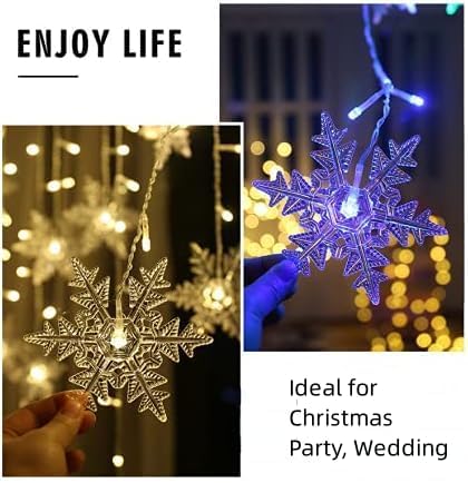 Snowflake LED Curtain Lights, Plug-in 19Ft/6M 96 LEDs Fairy String Lights, alternate view 6