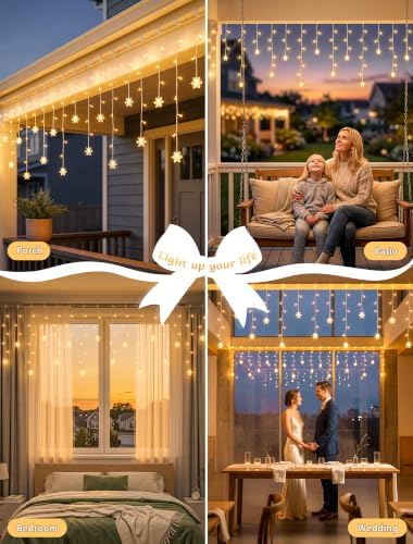 Snowflakes Christmas Lights, 8.2 FT 80 LED Curtain String Lights, alternate view 2
