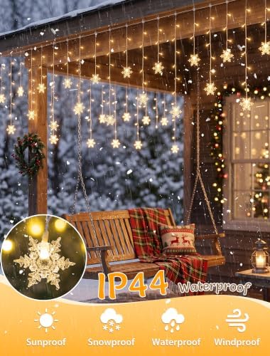 Snowflakes Christmas Lights, 8.2 FT 80 LED Curtain String Lights, alternate view 6