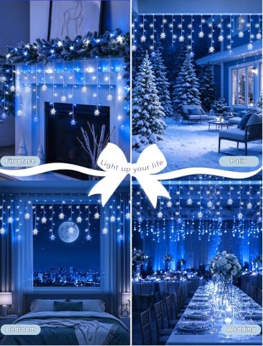 Snowflakes Icicle Lights Outdoor, 8.2 FT 80 LED Hanging Lights, alternate view 2