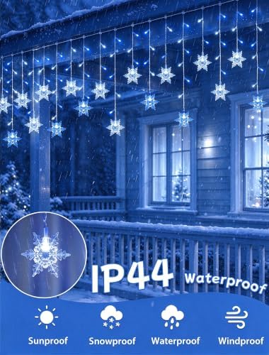 Snowflakes Icicle Lights Outdoor, 8.2 FT 80 LED Hanging Lights, alternate view 3