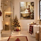 Snowman Christmas Canvas Wall Art, Funny Snowman in Bathtub Canvas Prints, alternate view 6
