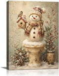 Snowman Christmas Canvas Wall Art, Funny Snowman on Toilet Canvas Prints