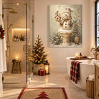 Snowman Christmas Canvas Wall Art, Funny Snowman on Toilet Canvas Prints, alternate view 6