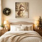 Snowman Christmas Canvas Wall Art, Snowman Snowy Pine Forest Canvas Prints, alternate view 3