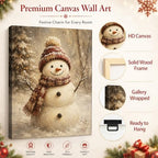 Snowman Christmas Canvas Wall Art, Snowman Snowy Pine Forest Canvas Prints, alternate view 5