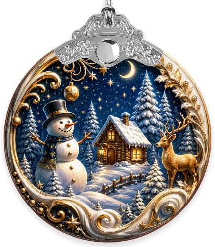 Snowman Christmas Ornament 2026, Blue and White Christmas Ornament, Reindeer Ornament, Unique Ornaments, Elegant