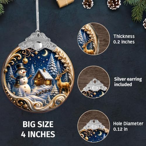 Snowman Christmas Ornament 2026, Blue and White Christmas Ornament, Reindeer Ornament, Unique Ornaments, Elegant, alternate