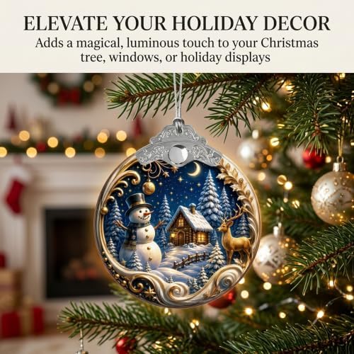 Snowman Christmas Ornament 2026, Blue and White Christmas Ornament, Reindeer Ornament, Unique Ornaments, Elegant, alternate