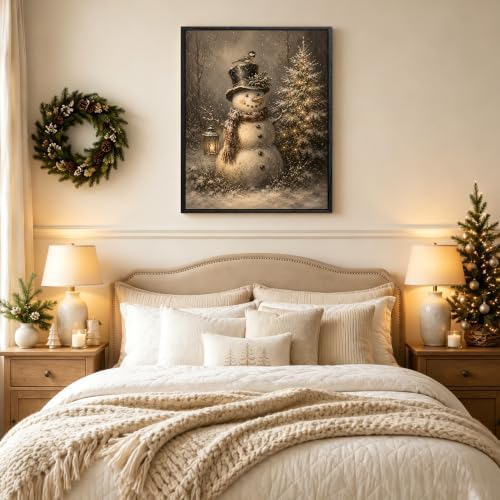 Snowman Framed Christmas Canvas Wall Art, Christmas Tree Canvas Pictures, alternate view 3