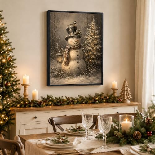 Snowman Framed Christmas Canvas Wall Art, Christmas Tree Canvas Pictures, alternate view 4