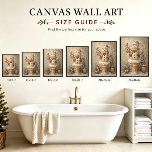 Snowman Framed Christmas Wall Art, Funny Snowman on Toilet Canvas Pictures, alternate view 6