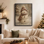 Snowman Framed Christmas Wall Art, Snowman Snowy Pine Forest Canvas Prints, alternate view 2