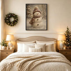 Snowman Framed Christmas Wall Art, Snowman Snowy Pine Forest Canvas Prints, alternate view 3