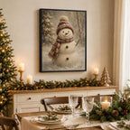 Snowman Framed Christmas Wall Art, Snowman Snowy Pine Forest Canvas Prints, alternate view 4