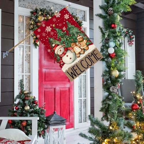 Snowman Gingerbread Christmas House Flag Large Yard Decor 28X40In, alternate view 3