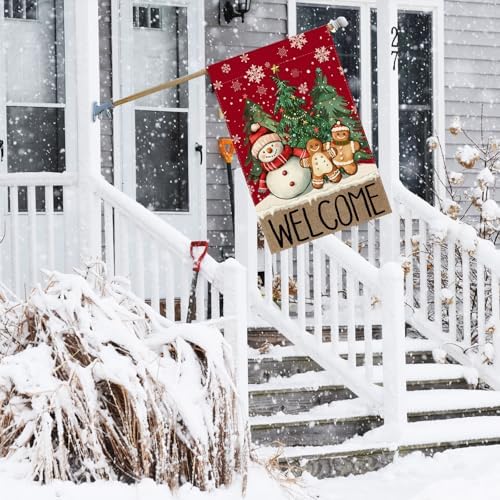 Snowman Gingerbread Christmas House Flag Large Yard Decor 28X40In, alternate view 4