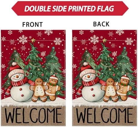 Snowman Gingerbread Christmas House Flag Large Yard Decor 28X40In, alternate view 6