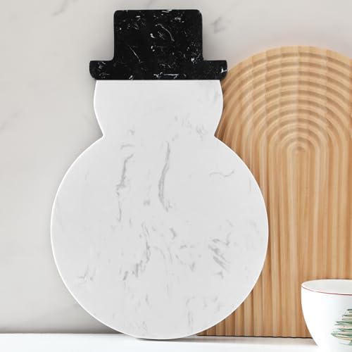 Snowman Marble Cheese Board Charcuterie Cutting Tray Marble Serving Decorative for Decoration Charcuterie