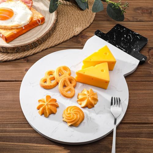 Snowman Marble Cheese Board Charcuterie Cutting Tray Marble Serving Decorative for Decoration Charcuterie, alternate view 3