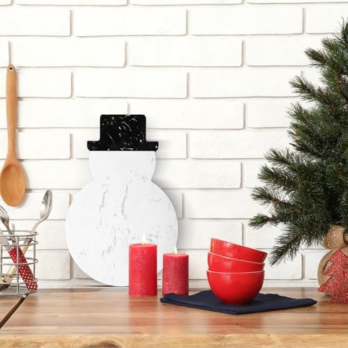Snowman Marble Cheese Board Charcuterie Cutting Tray Marble Serving Decorative for Decoration Charcuterie, alternate view 4
