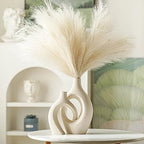 Snuggle Hollow Ceramic Vase of 2, Boho Nordic Modern Home Decor Vase in Extra Large Cream White, alternate view 2