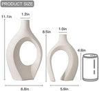 Snuggle Hollow Ceramic Vase of 2, Boho Nordic Modern Home Decor Vase in Extra Large Cream White, alternate view 3