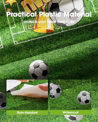 Soccer Plastic Table Cloth Disposable 6 Pack, 54 x 108 Inch in 54 x 108 Inch, alternate view 2