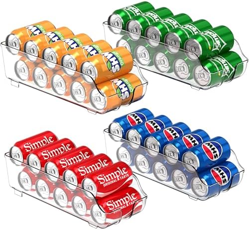 Soda Can Organizer Dispenser Refrigerator/Pantry, Set of 4