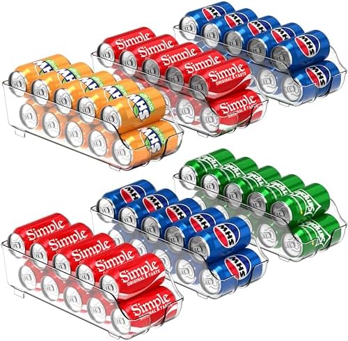 Soda Can Organizer Dispenser Refrigerator/Pantry, Set of 6