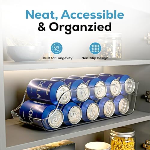 Soda Can Organizer for Refrigerator & Pantry, 6 Pack, Clear in Clear, alternate view 3