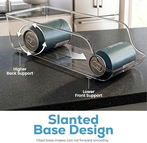 Soda Can Organizer for Refrigerator & Pantry, 6 Pack, Clear in Clear, alternate view 7