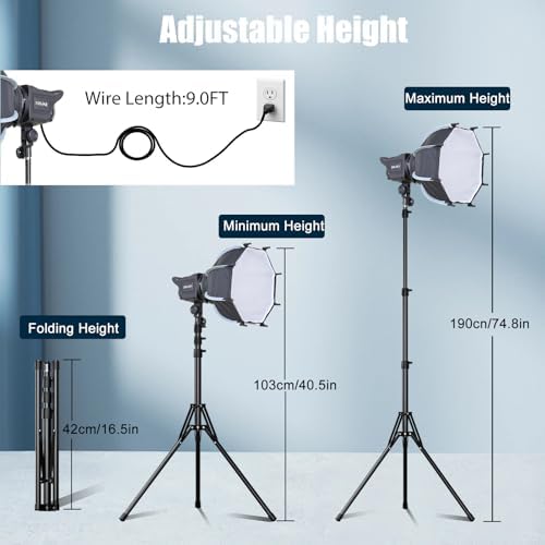 Softbox Lighting Kit, 11.8"/30cm Studio Light with Quick Release Softbox in Black, alternate view 3