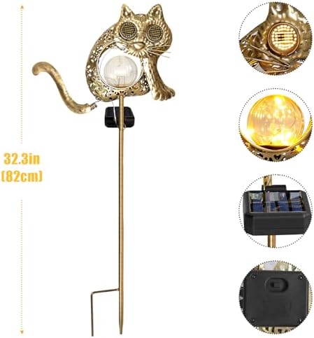 Solar Cat Garden Light Glowing Eye Outdoor Decor, alternate view 2